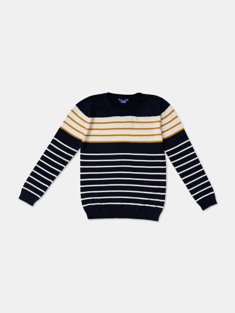 

R&B Boys Navy Blue & White Striped Pullover