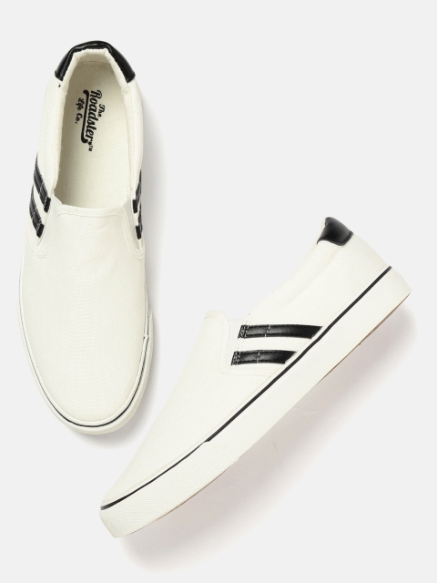 

Roadster Men White Slip-On Sneakers