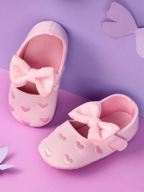 

KICKS & CRAWL Infants Girls Pink Bow & Hearts Booties