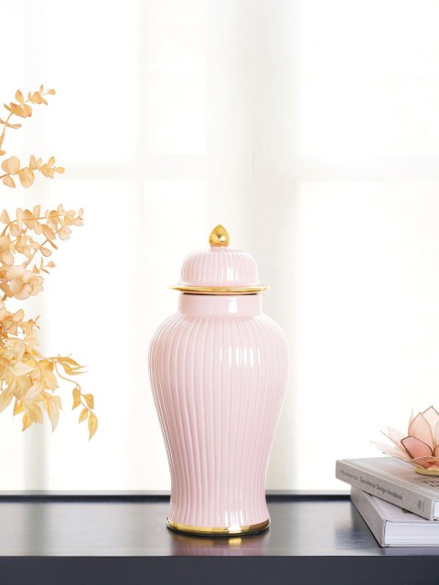 

Pure Home and Living Pink Striped Ceramic Vase