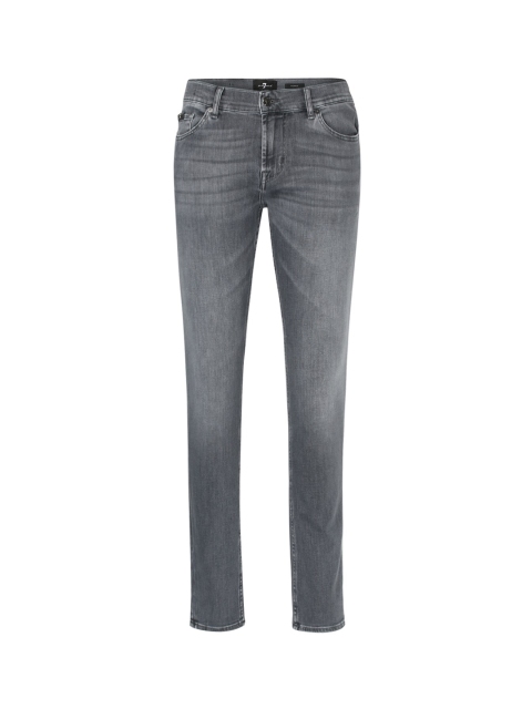

7 For All Mankind Men Grey Slim Fit Low Distress Heavy Fade Jeans