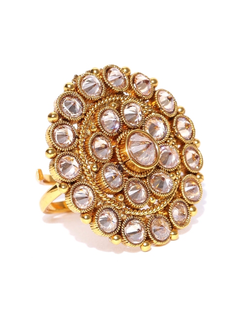

PANASH Gold-Toned CZ Stone-Studded Statement Ring