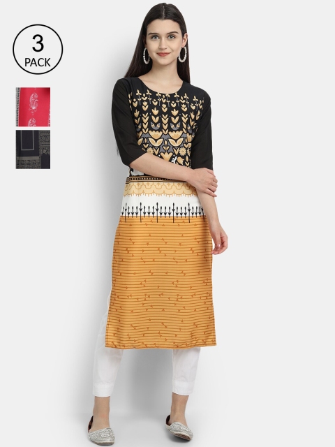 

KALINI Women Multicoloured & rattan Tribal Printed Mirror Work Crepe Kurta, Multi