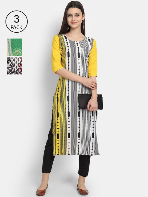 

KALINI Women Multicoloured Ethnic Motifs Printed Thread Work Crepe Kurta, Multi