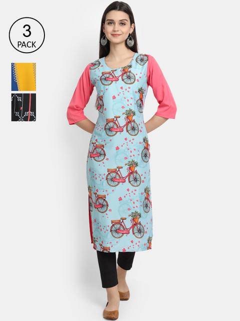 

KALINI Women Multicoloured Floral Printed Gotta Patti Crepe Kurta, Multi