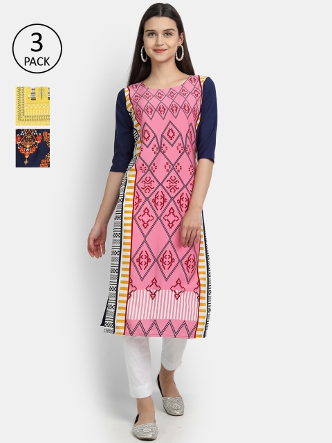 

KALINI Women Multicoloured Ethnic Motifs Crepe Kurta, Multi