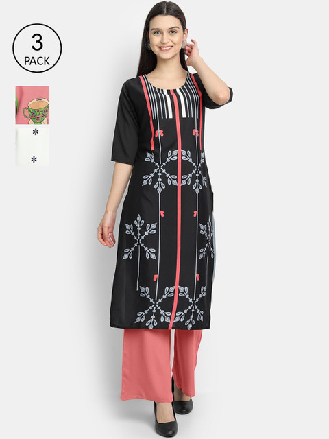 

KALINI Women Multicoloured Floral Printed Gotta Patti Crepe Kurta, Multi