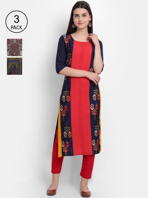 

KALINI Women Multicoloured Ethnic Motifs Embroidered Thread Work Crepe Kurta, Multi