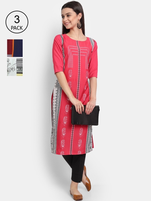 

KALINI Women Multicoloured Tribal Printed Mirror Work Crepe Kurta, Multi