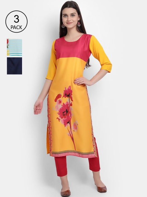

KALINI Women Multicoloured Floral Embroidered Thread Work Crepe Kurta, Multi