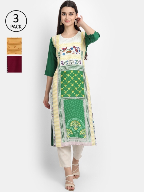 

KALINI Women Multicoloured Ethnic Motifs Printed Crepe Kurta, Multi