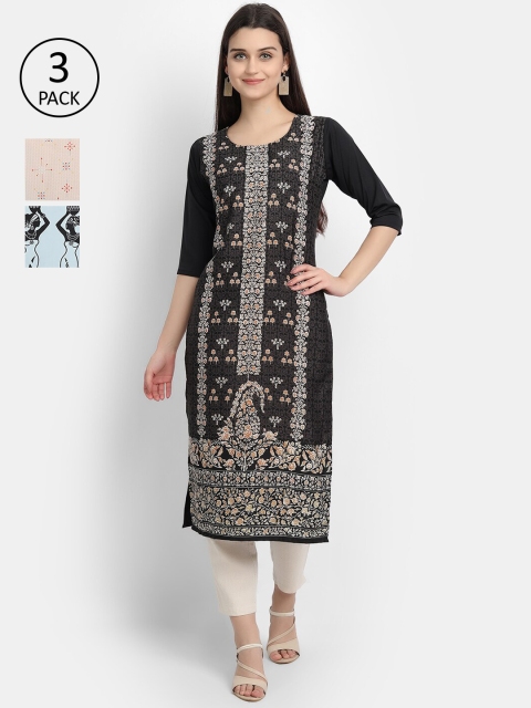 

KALINI Women Multicoloured Floral Printed Gotta Patti Crepe Kurta, Multi