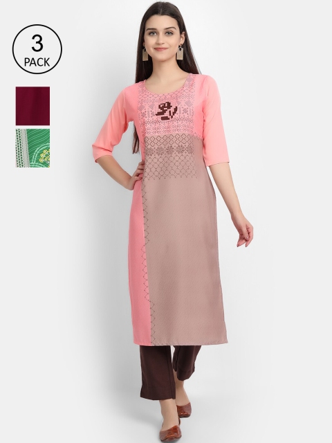 

KALINI Women Multicoloured Ethnic Motifs Embroidered Thread Work Crepe Kurta, Multi