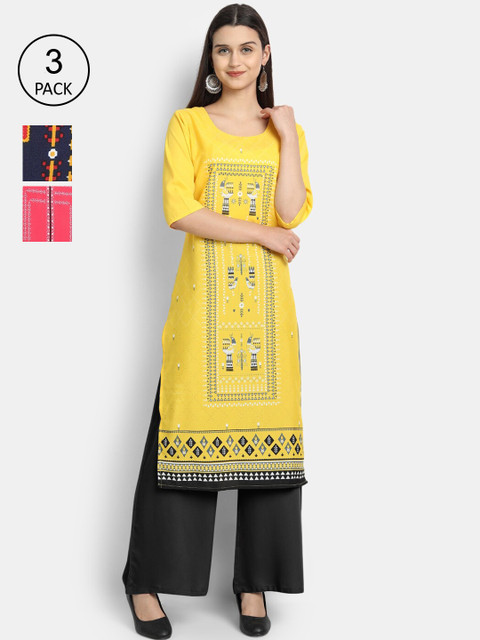 

KALINI Women Multicoloured Ethnic Motifs Crepe Kurta, Multi