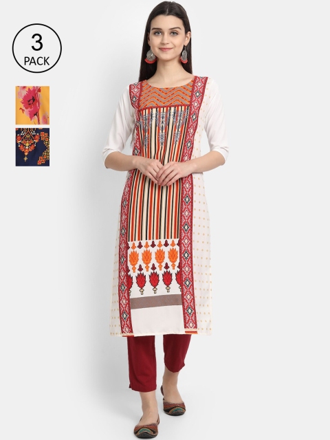 

KALINI Women Multicoloured Floral Embroidered Thread Work Crepe Kurta, Multi