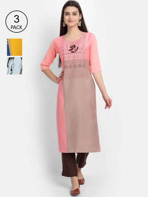 

KALINI Women Multicoloured Floral Embroidered Thread Work Crepe Kurta, Multi