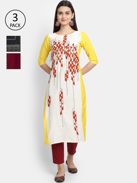 

KALINI Women Multicoloured Embroidered Keyhole Neck Thread Work Crepe Kurta, Multi