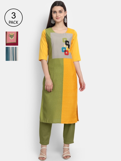

KALINI Women Multicoloured Colourblocked Thread Work Crepe Kurta, Multi