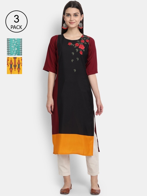 

KALINI Women Multicoloured Mirror Work Crepe Kurta, Multi
