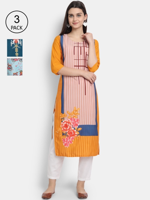

KALINI Women Multicoloured Striped Crepe Kurta, Multi