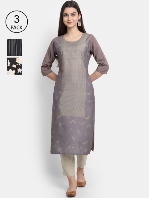 

KALINI Women Multicoloured & atmosphere Floral Printed Crepe Kurta, Multi