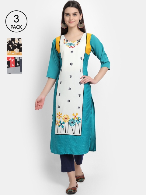 

KALINI Women Multicoloured Floral Printed Crepe Kurta, Multi
