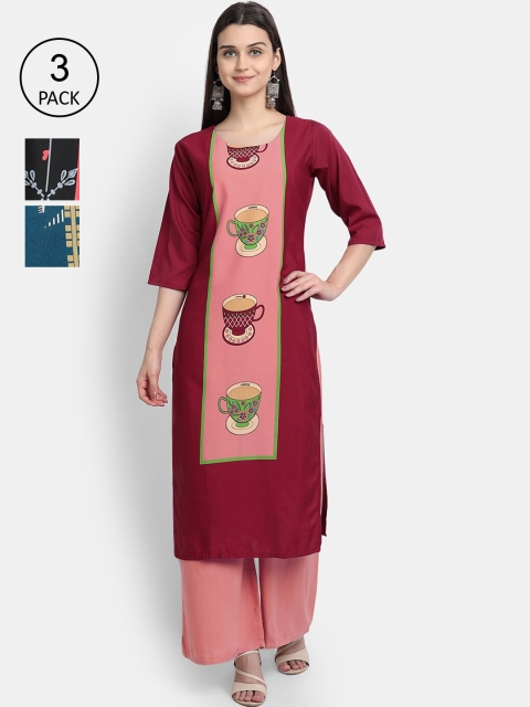 

KALINI Women Multicoloured Floral Printed Gotta Patti Crepe Kurta, Multi
