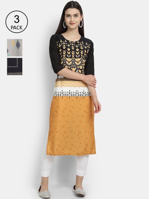 

KALINI Women Multicoloured Embroidered Thread Work Crepe Kurta, Multi
