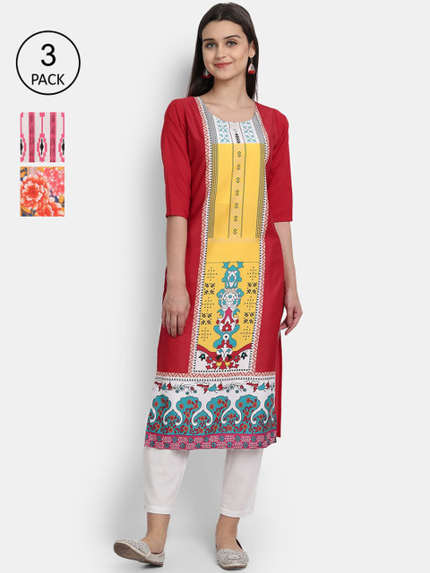 

KALINI Women Multicoloured Ethnic Motifs Printed Crepe Kurta, Multi