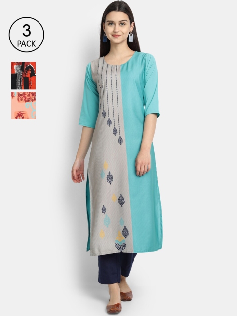 

KALINI Women Multicoloured Embroidered Thread Work Crepe Kurta, Multi