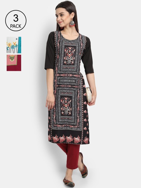 

KALINI Women Multicoloured & tap shoe Ethnic Motifs Printed Flared Sleeves Crepe Kurta, Multi