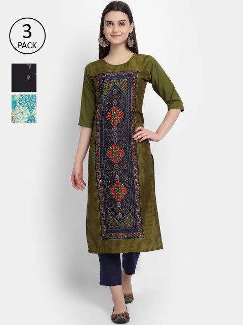 

KALINI Women Multicoloured Ethnic Motifs Embroidered Thread Work Crepe Kurta, Multi