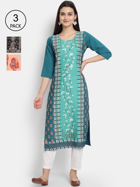

KALINI Women Multicoloured Ethnic Motifs Printed Crepe Kurta, Multi