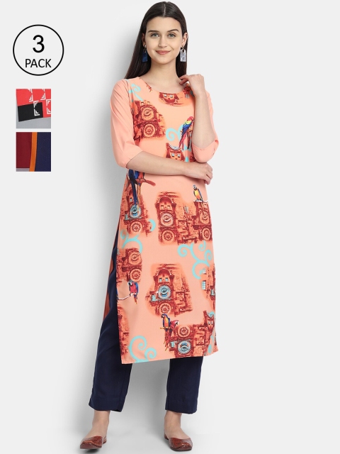

KALINI Women Multicoloured Colourblocked Thread Work Crepe Kurta, Multi