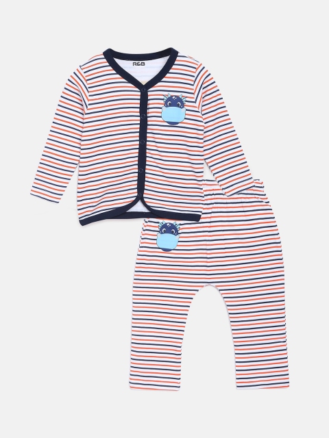 

R&B Boys White & Orange Striped T-shirt with Trousers