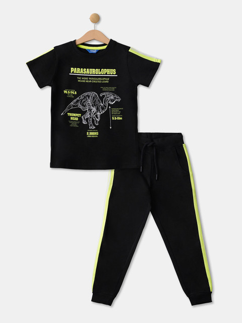 

R&B Boys Black & Yellow Printed T-shirt with Trousers