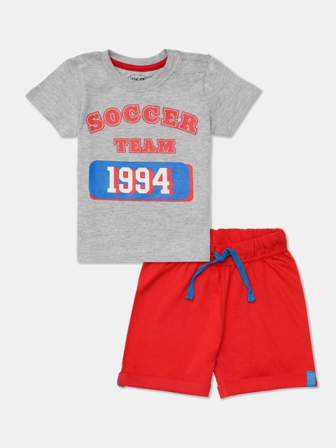 

R&B Boys Grey & Red Printed T-shirt with Shorts