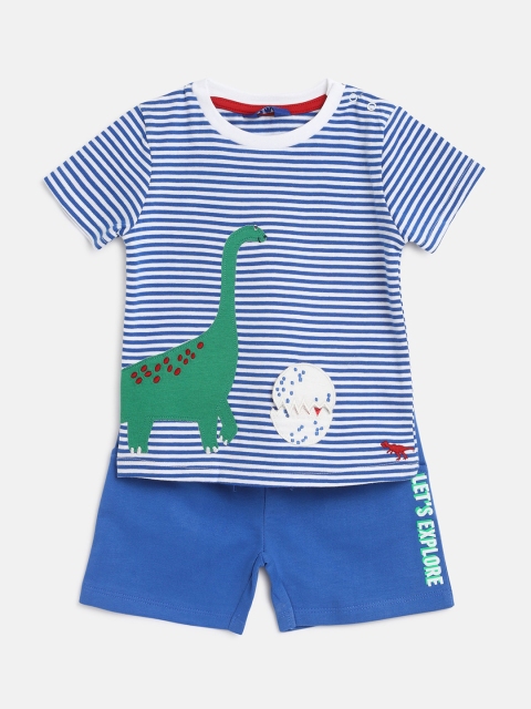 

R&B Boys Blue & White Striped T-shirt with Shorts