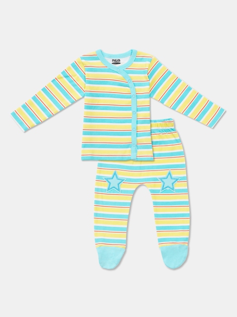 

R&B Boys Yellow & Blue Striped T-shirt with Trousers