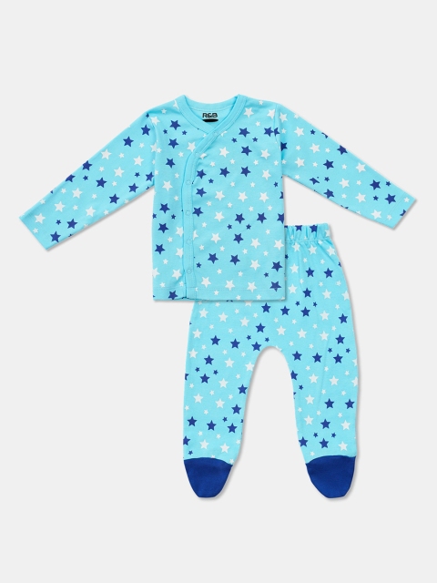 

R&B Boys Blue & White Printed T-shirt with Trousers