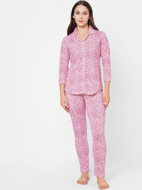 

SDL by Sweet Dreams Women Pink & White Night suit