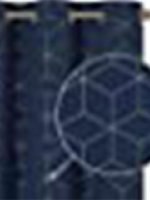 

URBAN SPACE Blue Geometric Black Out Long Door Curtain