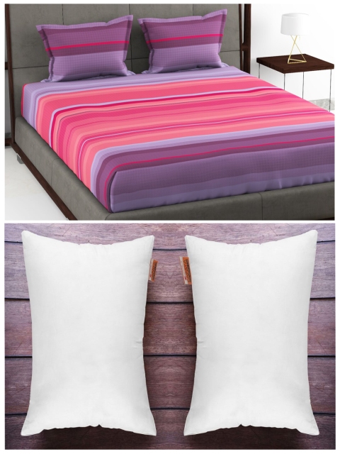 

BIANCA Set of 180 TC King Size Double Bedsheet With 2 Pillow Cover & 2 Orthopedic Pillows, White