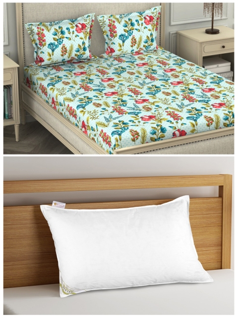 

BIANCA Set of 110 TC King Bedsheet With 2 Pillow Covers & Anti Stress Orthopedic Pillow, White