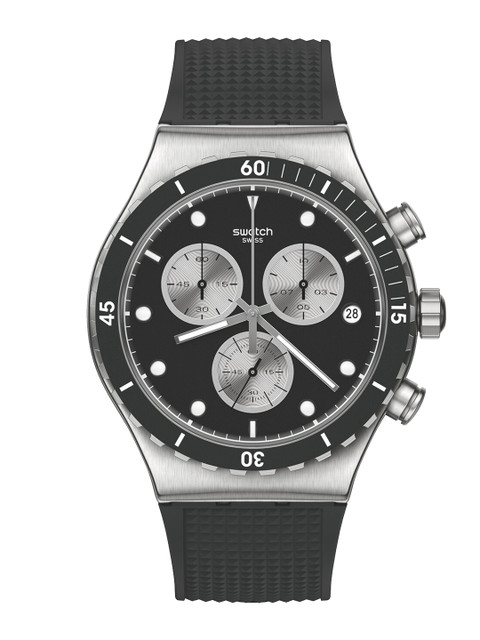 

Swatch Unisex Skeleton Dial & Textured Straps Analogue Watch YVS487, Black