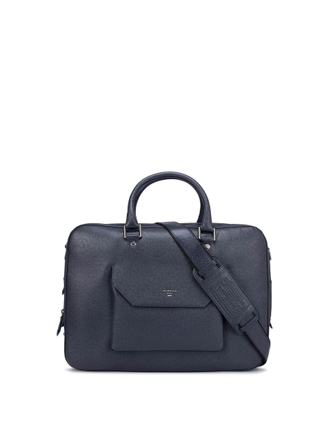 

Da Milano Unisex Blue Textured Leather Laptop Bag