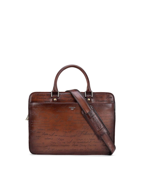 

Da Milano Unisex Brown Textured Leather Laptop Bag
