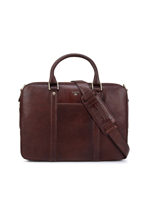 

Da Milano Unisex Brown Textured Leather Laptop Bag