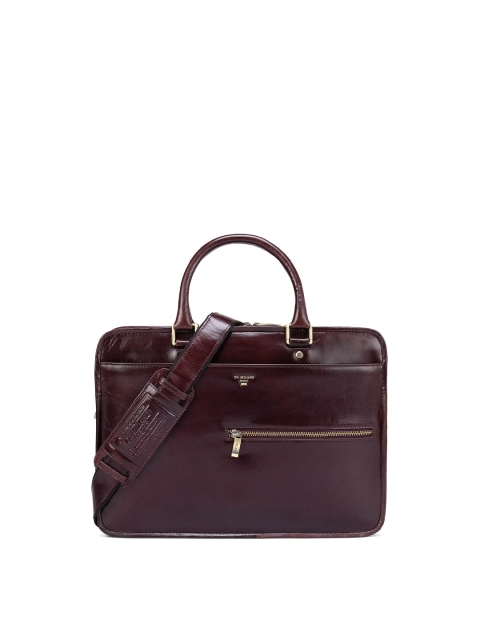 

Da Milano Unisex Burgundy Textured Leather Laptop Bag