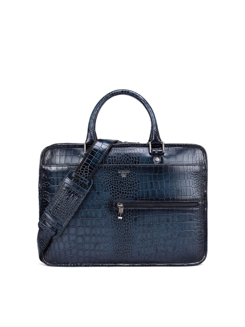 

Da Milano Unisex Blue Textured Leather Laptop Bag